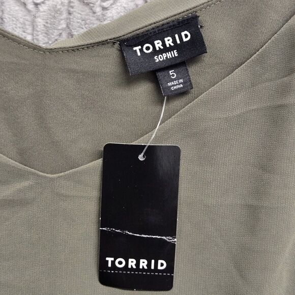 NWT Torrid Sophie Chiffon Double Layer Cami Womens Size 5 Dusty Olive Tank Top - Picture 2 of 7